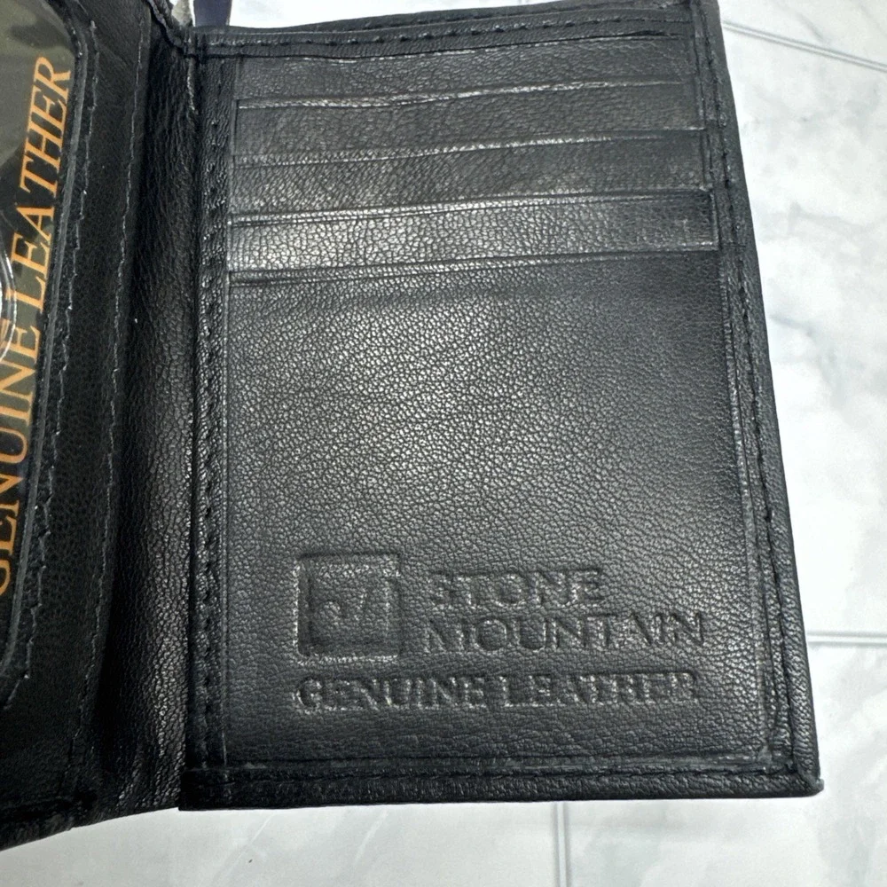 Stone Mountain Men's Leather Wallet Trifold - RFID Protection - Black New In Box